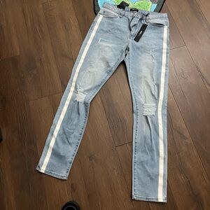 Fashion Nova Distressed Light Blue Men's Jeans
